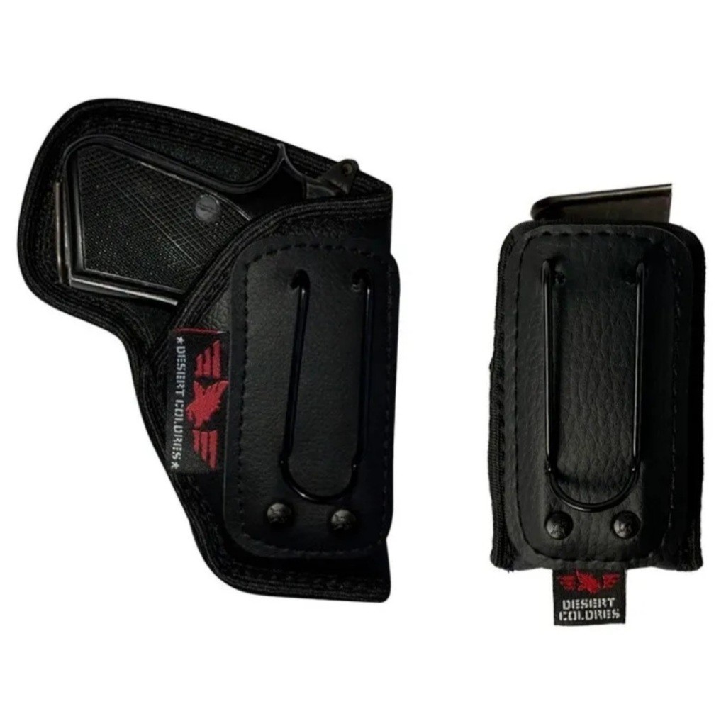 Kit Coldre Velado Interno Premium + Porta Carregador Interno Para Beretta 6.35 em Neoprene e Couro P.U - Desert Coldres