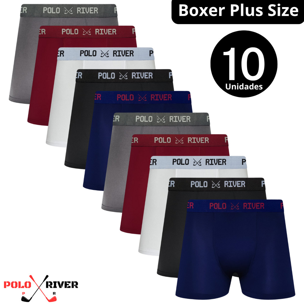 Kit 10 Cuecas Plus Size Boxer Microfibra Polo River