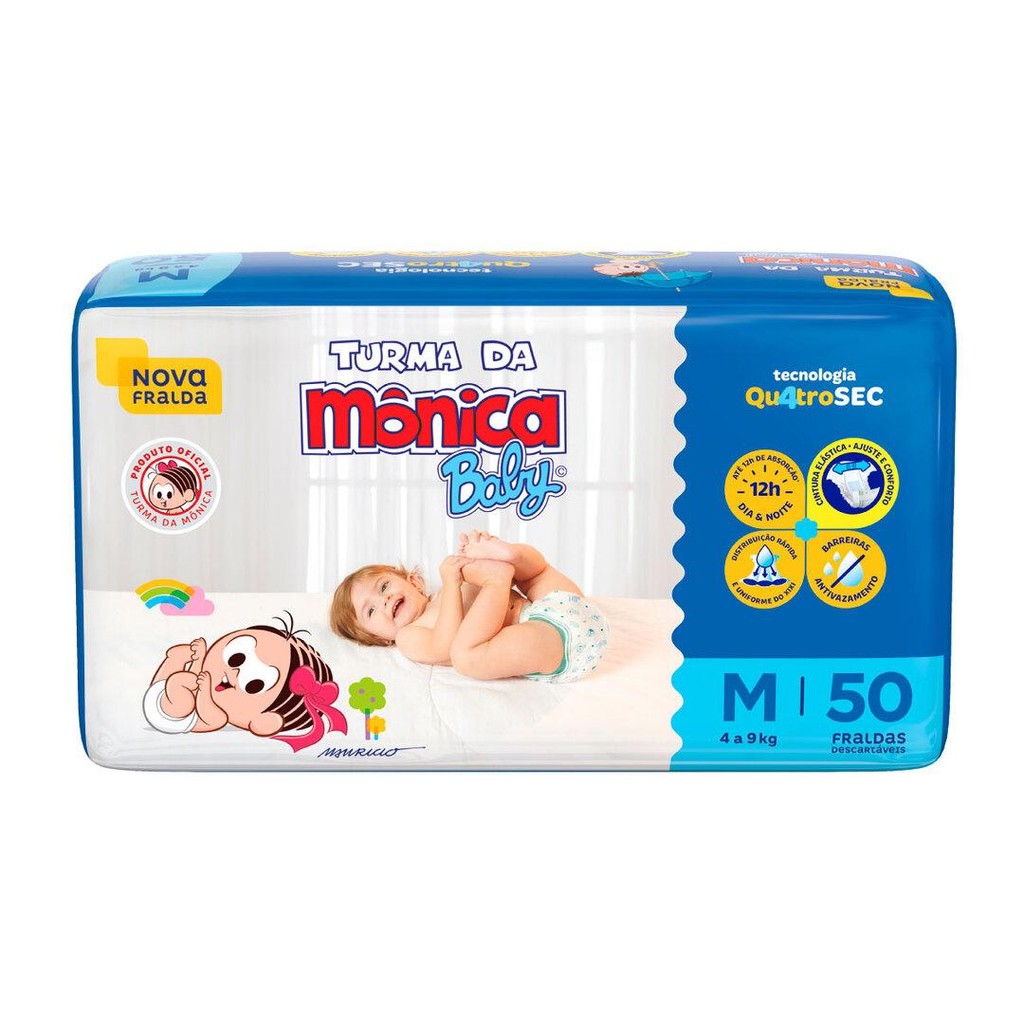 Imagem Fralda Turma da Mônica Baby Mega M com 50un