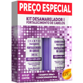 Kit Gota Dourada Shampoo Sem Sal Condicionador 300ml Matizador Desamarelador em Oferta na Shopee
