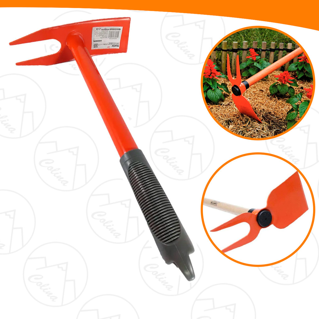 Sacho Duas Pontas Metal Com Cabo Emborrachado Enxadinha Jardinagem 32CM
