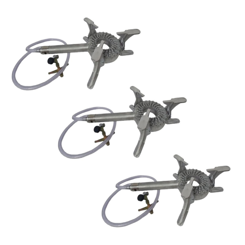 Kit 3 Fogareiro Alumínio Fundido Mini s/Suporte Man. 90cm