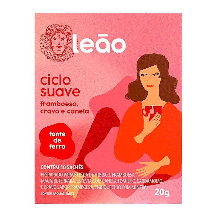 Detalhes do Chá Fases Ciclo Suave Framboesa Cravo Canela Leão 20g 10 Sachês