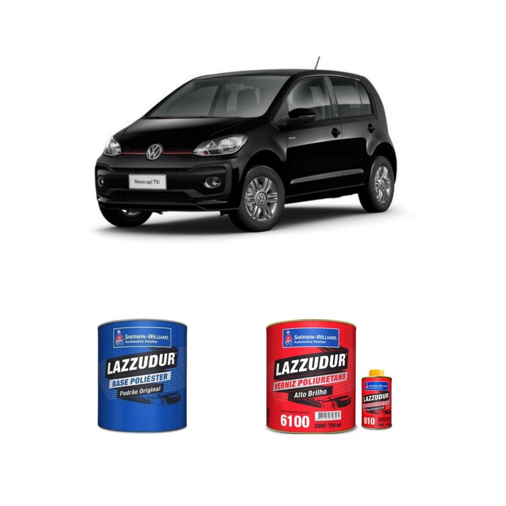 KIT TINTA  AUTOMOTIVA PRETO NINJA 95/06 + VERNIZ 6100 PU 0,9 LAZZUDUR - Spare Parts and Accessories for Vehicles
