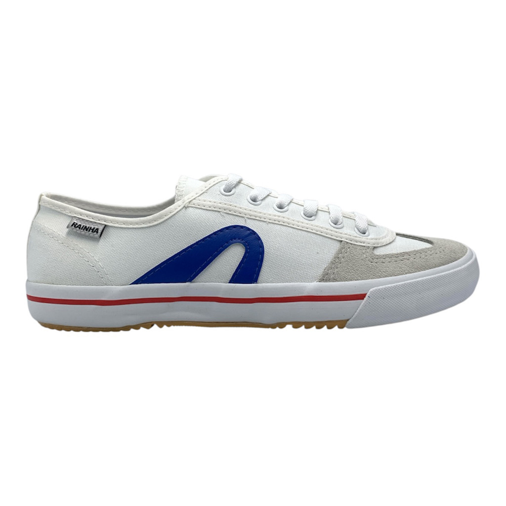 Tenis Rainha Casual Futsal VL2500 Lona Camurça Branco Azul Vermelho