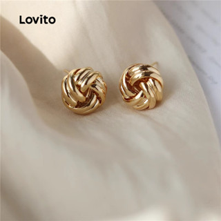 Lovito Brincos Casuais Simples Torção Metal Miniball Personalizado Todas As Estações Brincos Para Mulheres LFA82165 em Oferta na Shopee