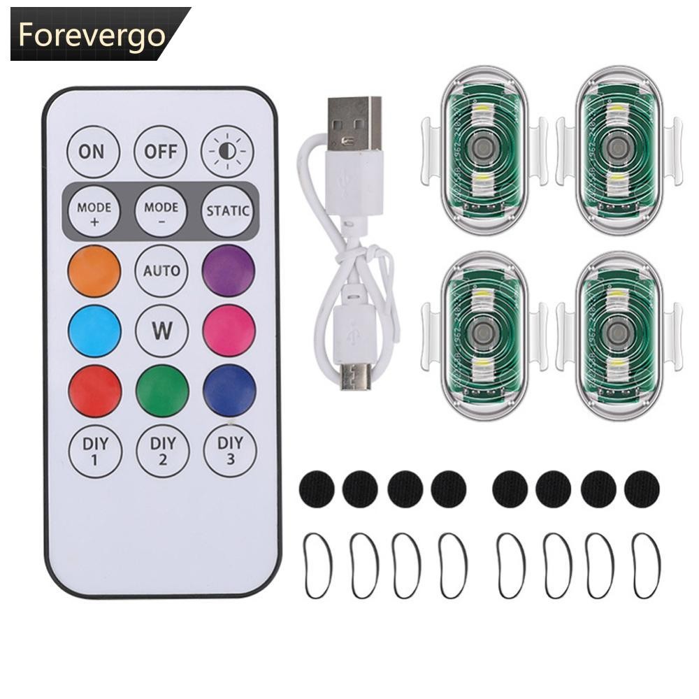 FOREVERGO Motocicleta LED Luz Estroboscópica Flash Controle Remoto Sem Fio Anti-Colisão Lâmpada De Advertência À Prova D