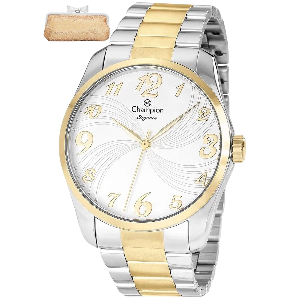 Relógio Champion Elegance Prata Dourado Feminino CN26715M