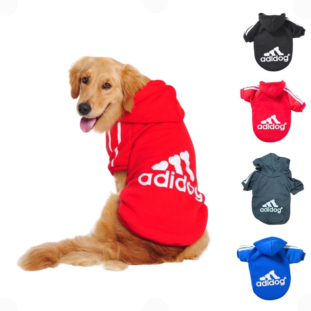 Roupa Pet P/ Cachorro Moletom Agasalho Casaco Com Capuz Inverno Cães Gato Adidog