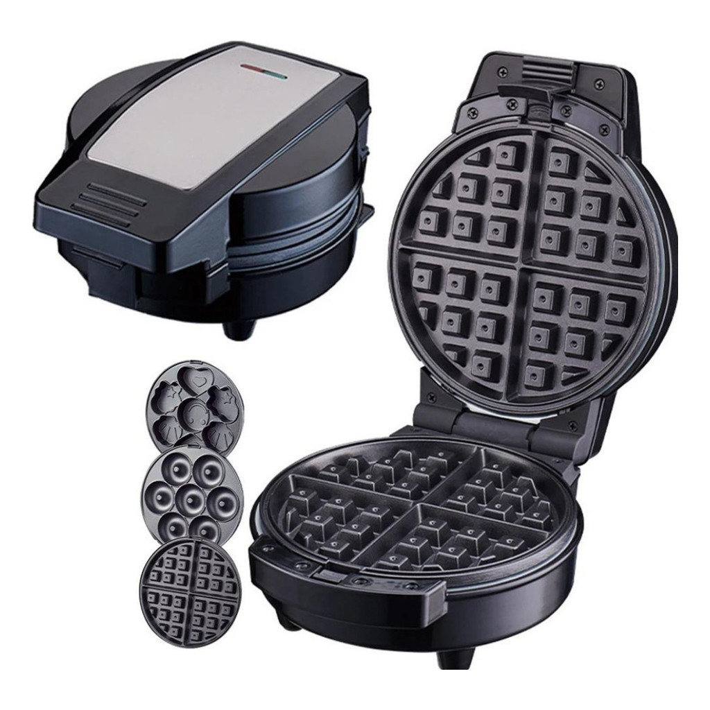 Máquina De Fazer Donuts Rosquinhas Waffle E Bolinhos Emogi 600W Cor Preto Com cinza 110V