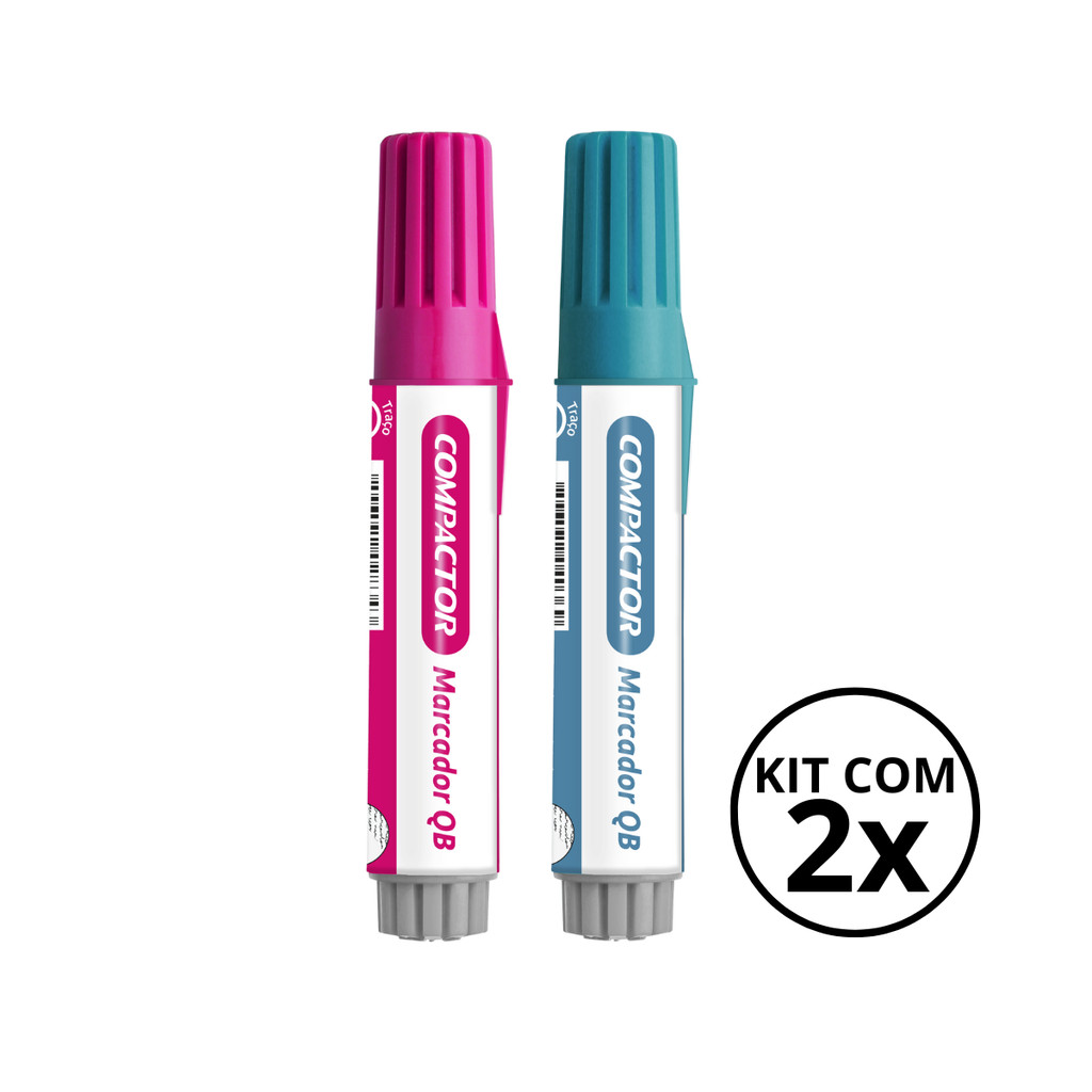 Kit com 2 Marcadores Para Quadro Branco - COMPACTOR COR:ROSA+TURQUESA em Oferta na Shopee