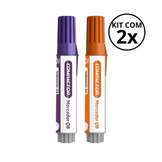 Kit com 2 Marcadores Para Quadro Branco - COMPACTOR COR:LARANJA + VIOLETA em Oferta na Shopee