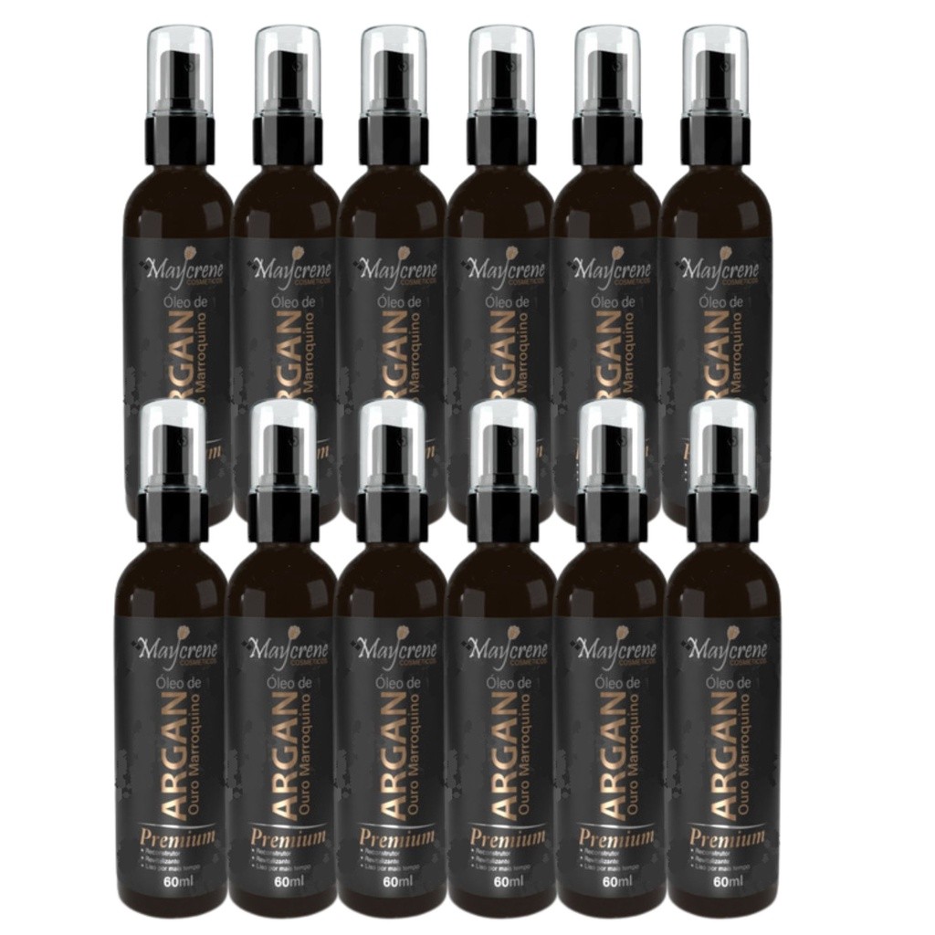 12 Óleos De Argan Maycrene 60ml - Reparador de Pontas Duplas, Revitalizante, Liso por mais tempo, Brilho e Anti frizz em Oferta na Shopee
