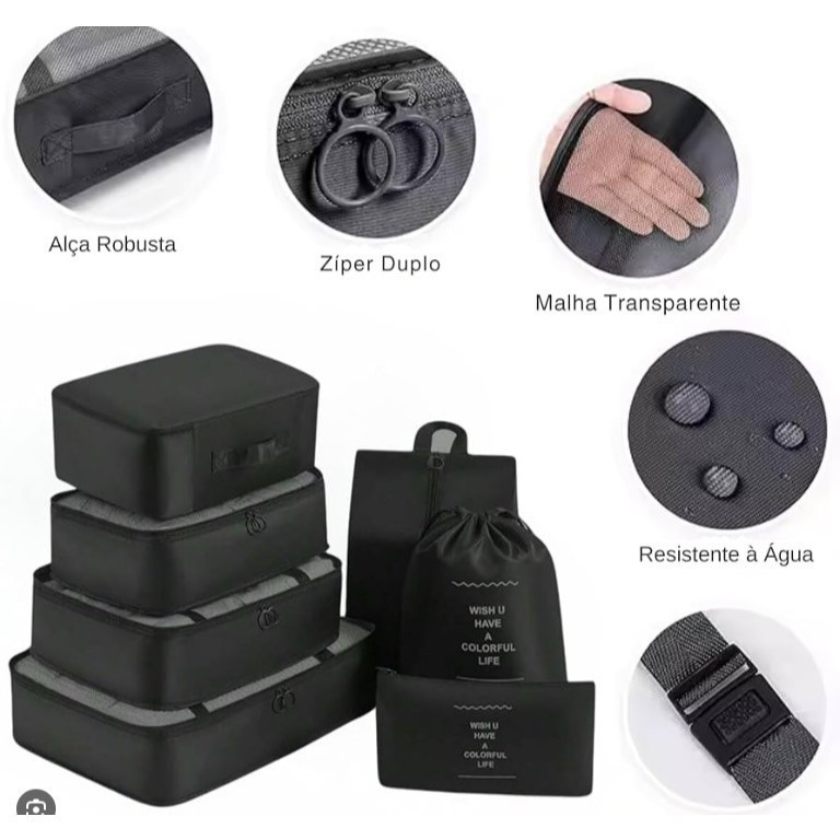 INLIS ANA Kit 7 Pecas Bolsa Organizadoras Para Mala Roupas Bagagem Viagem em Oferta na Shopee