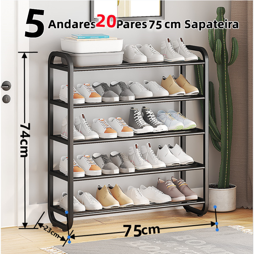 Sapateira  75cm de Altura e 5 Andares para 15/20 Pares stante para Sapatos 5 Andares