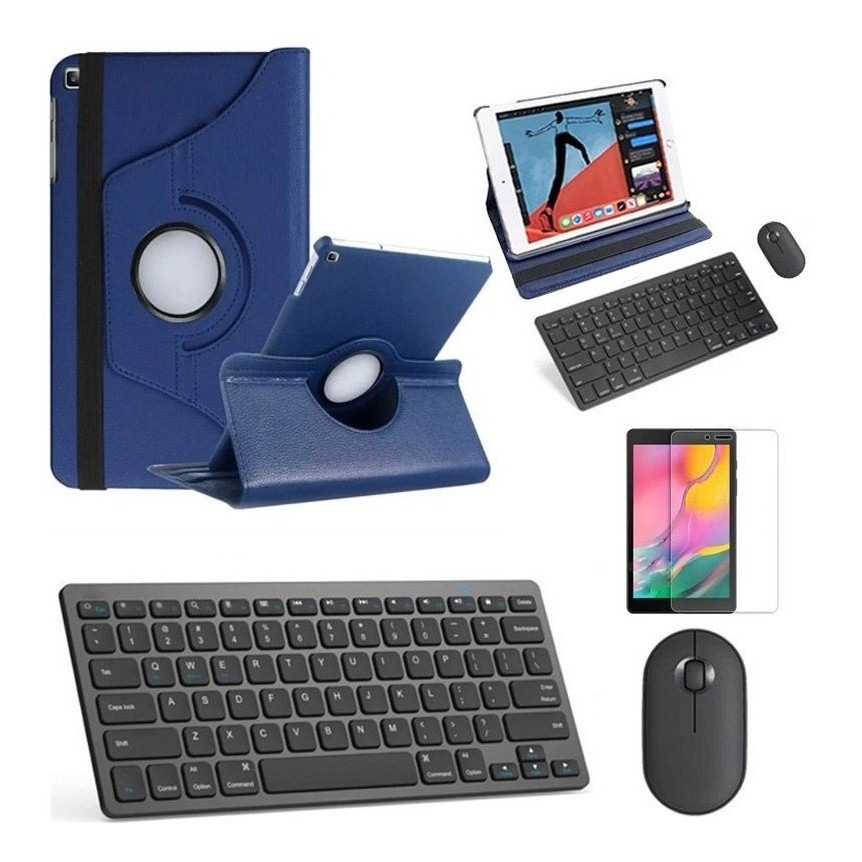Kit Capa 360 Azul Teclado/mouse/pel Galaxy Tab A T510/t515