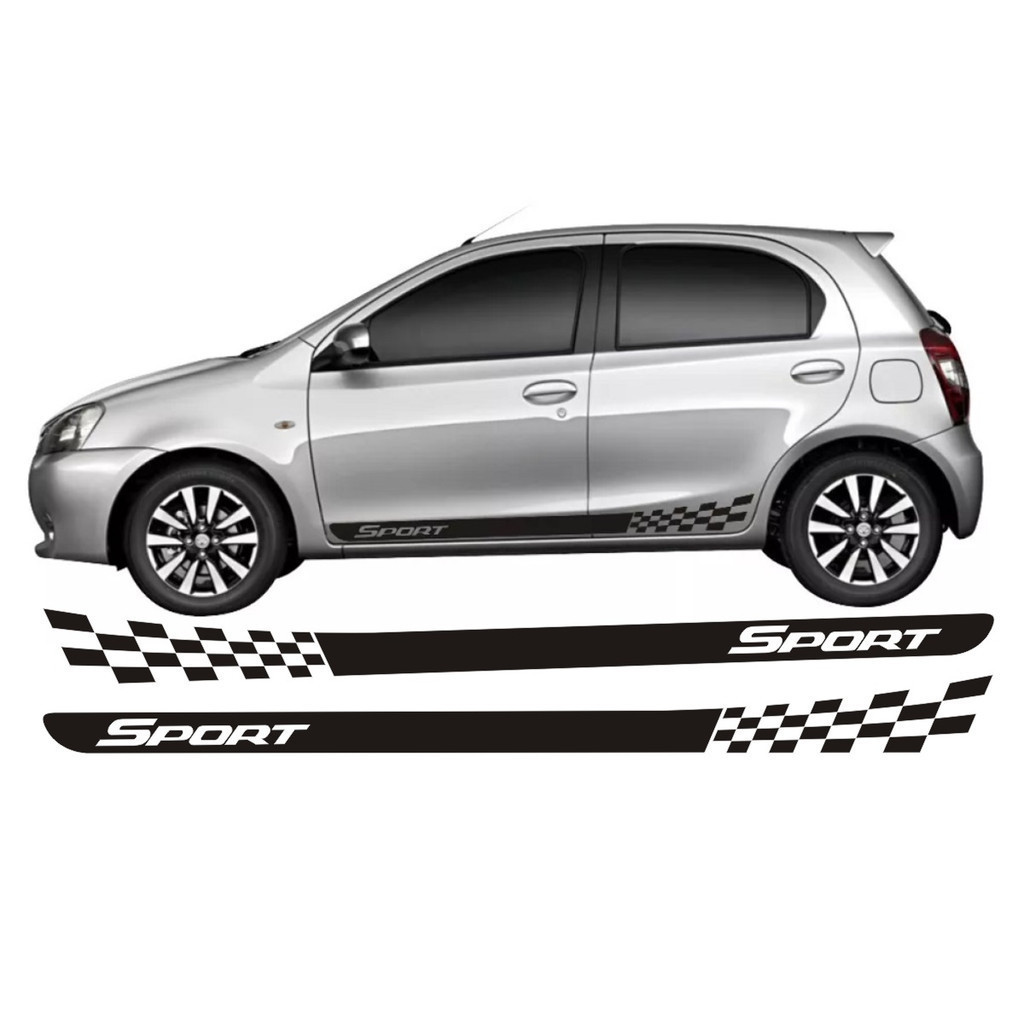 Adesivo Lateral Para Toyota Etios Hatch ET1 Todos Anos e Modelos Faixa Colante Fita Adesiva Tuning