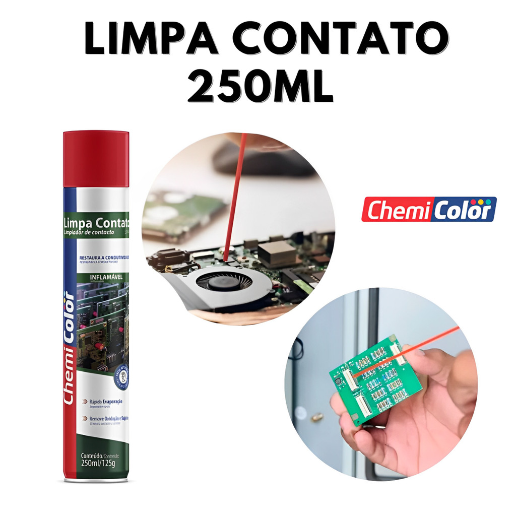 Limpa Contato Elétrico Spray 250ml – Eletrônicos, Placas e Componentes | Uso Profissional