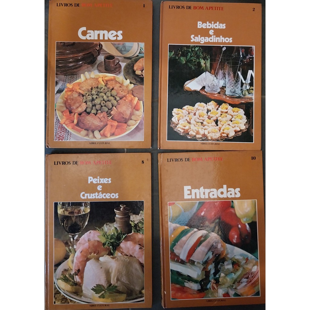 LIVRO, KIT(4), LIVROS DE BOM APETITE, 1. CARNES, 2. BEBIDA E SALGADINHOS, 3. PEIXES E CRUSTÁCEOS, 4. ENTRADAS