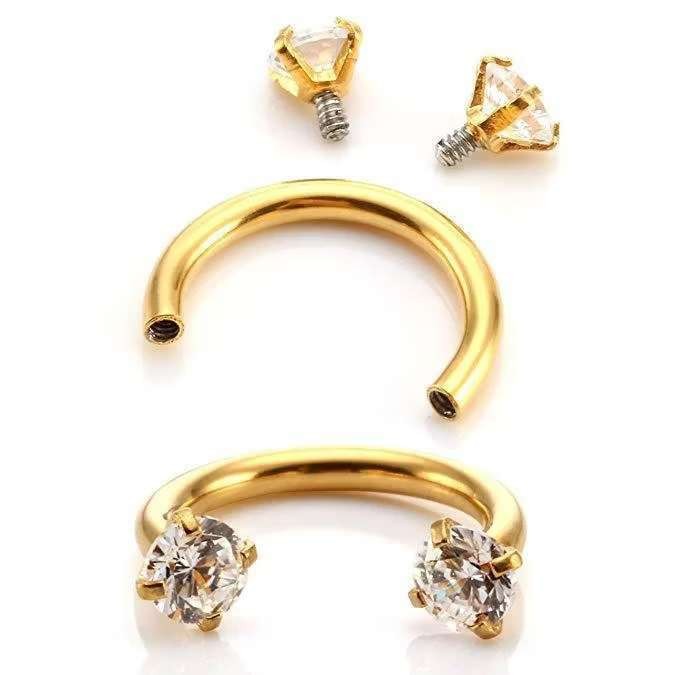 Piercing Ferradura Fina para NarizAçoGold comZircônia em Oferta na Shopee