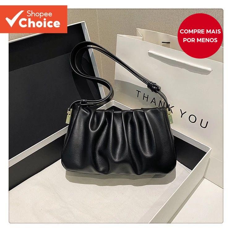 Bolsa De Ombro Popular Elegante E Versátil Nas Axilas Quadrada Pequena Em Nuvem