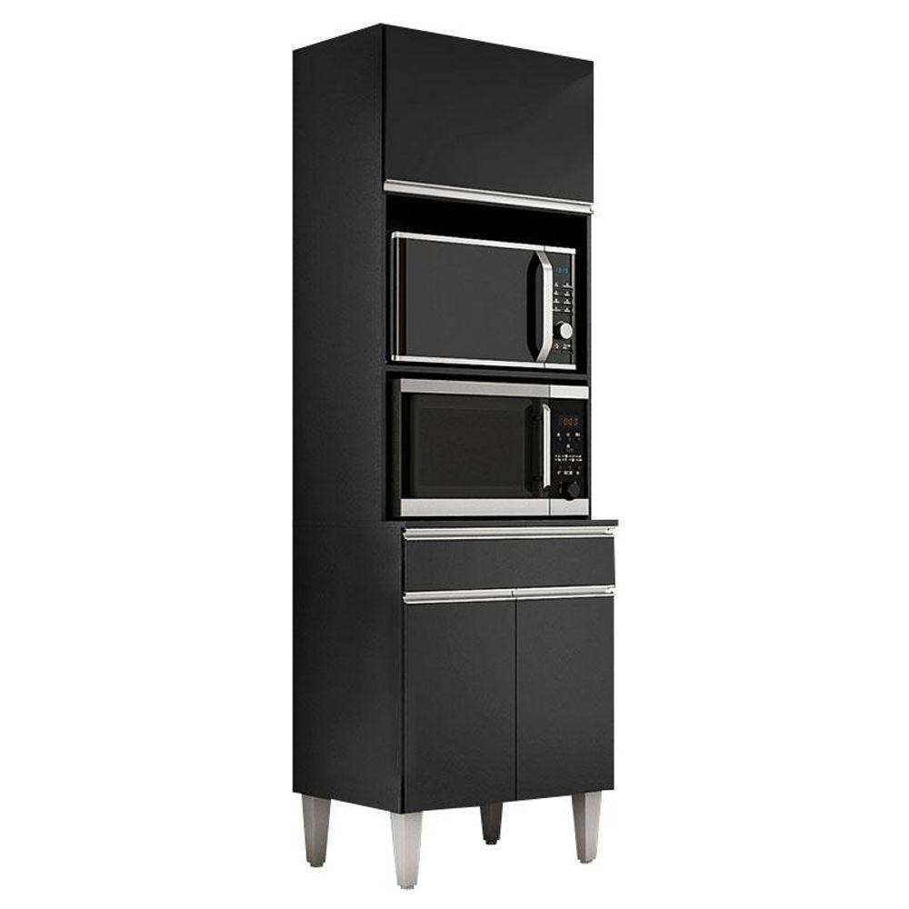 Armário Paneleiro Torre Quente 2 Fornos Andréia Preto Fosco - Ajl em Oferta na Shopee