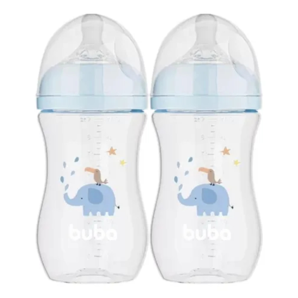 KIT C/ 2 MAMADEIRAS EASY FLOW ELEFANTE AZUL 270ML