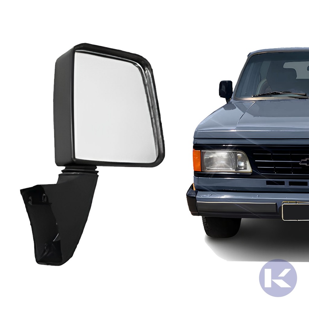 Retrovisor Espelho Externo Preto Pé Grande Fixo Sem Controle D20 1991 1992 1993 1994 1995