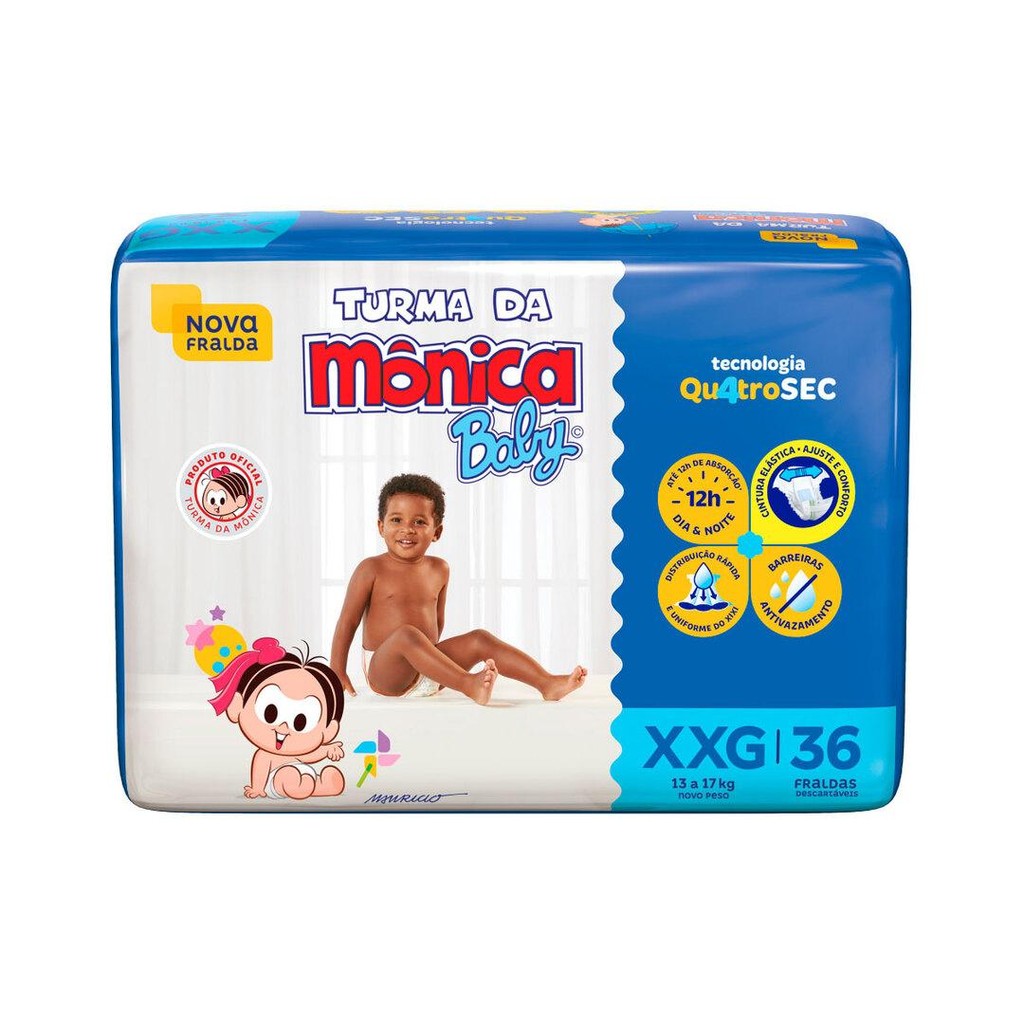 Fralda Turma da Mônica Baby Mega XXG com 36un em Oferta na Shopee
