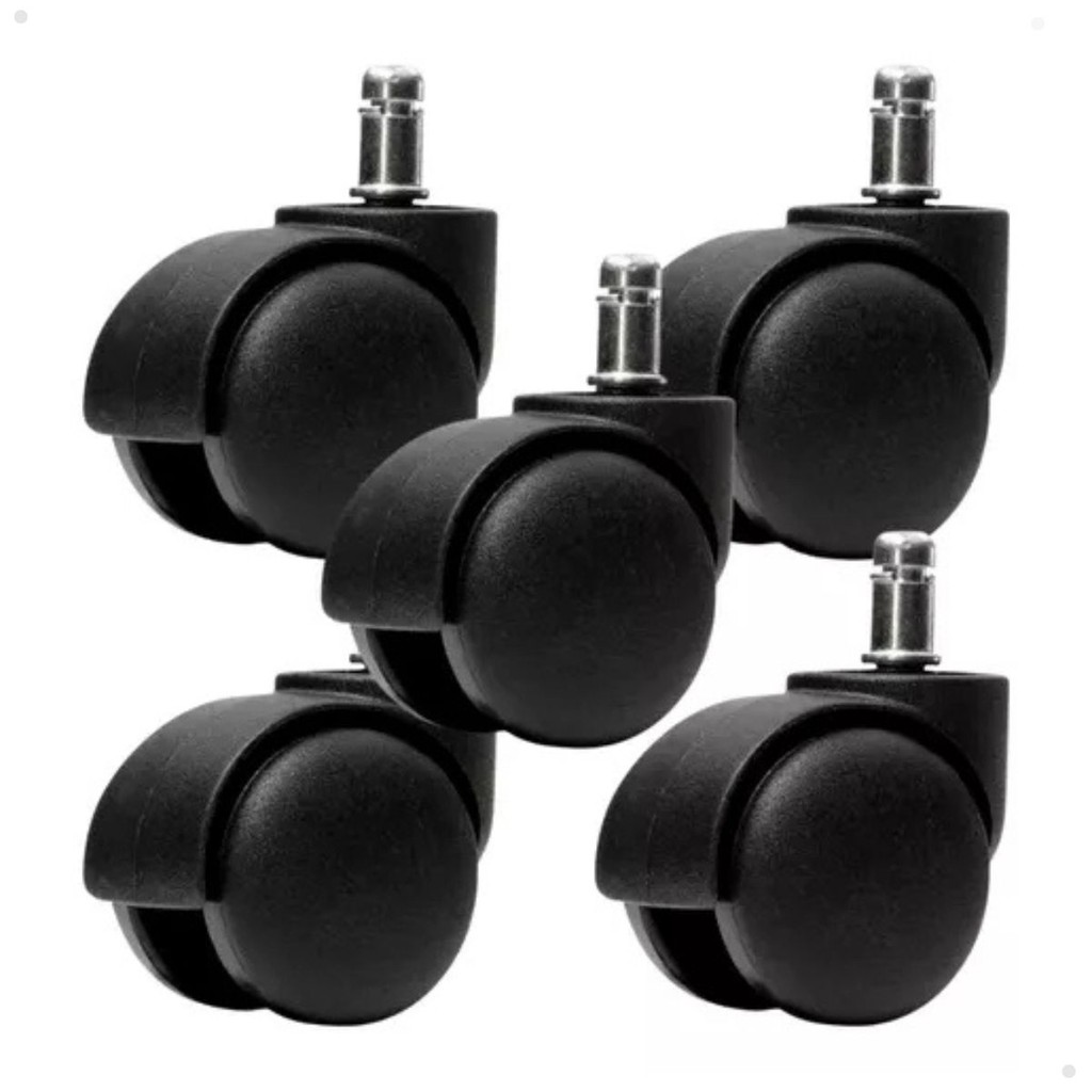 Kit 5 Rodinhas Rodizio Para Cadeira Escritório Gamer Universal Reforçado Silencioso Piso Laminado