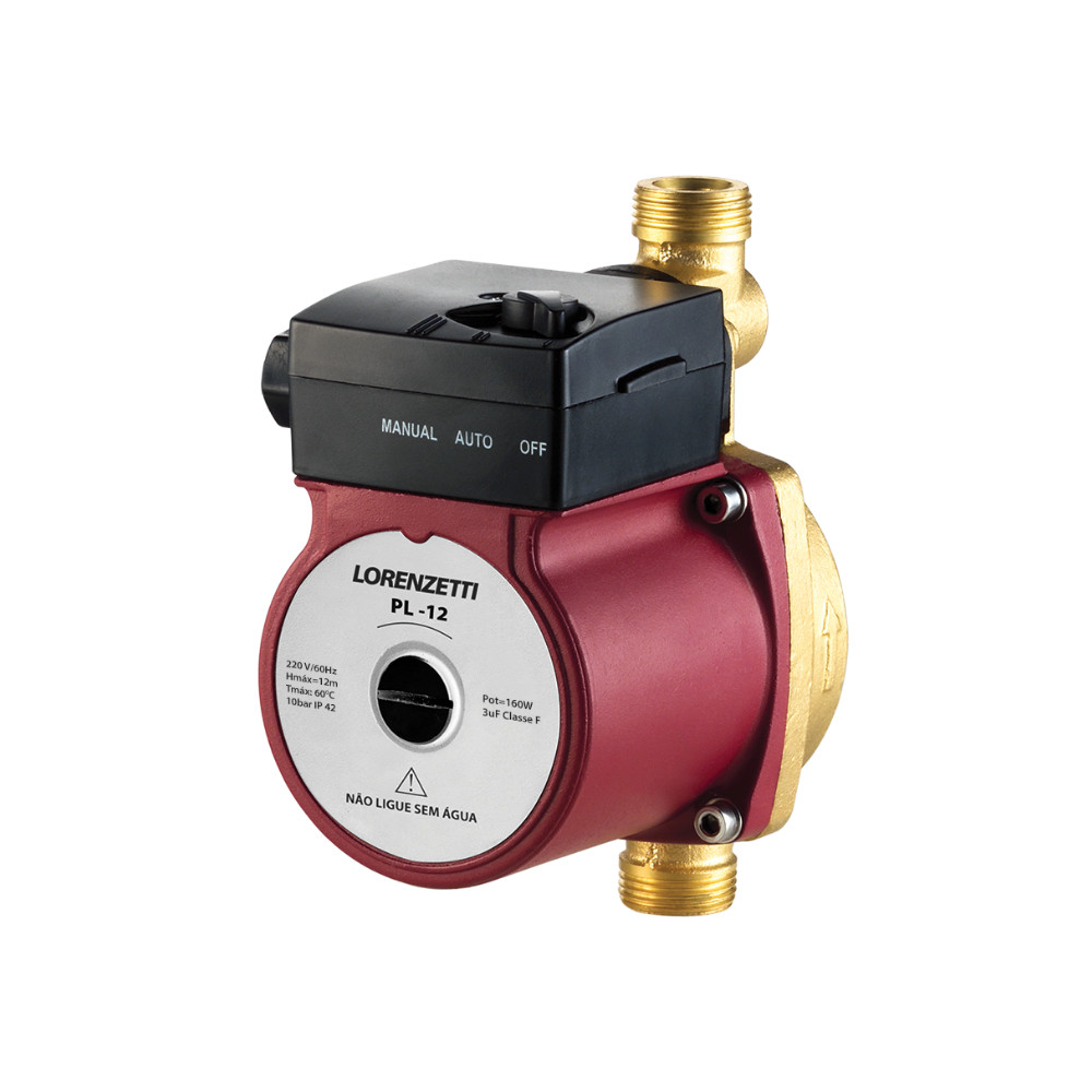 Pressurizador Lorenzetti PL12 127V 160W 12 MCA Água Banheiro Manual Automático Silencioso Compacto