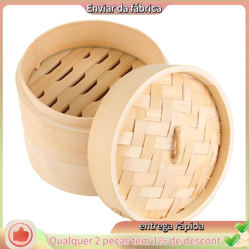 Cesta de bambu para cozinhar baozi no vapor