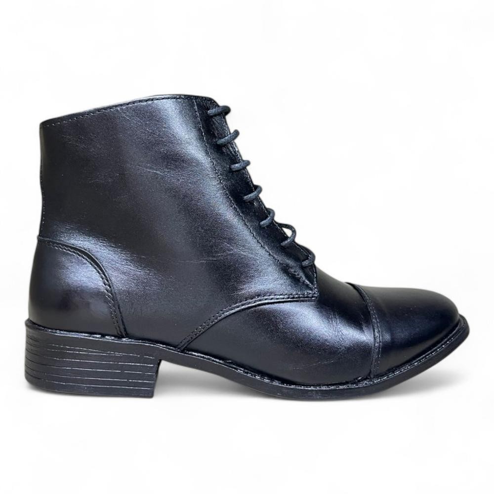 BOTA FEMININA ANKLE BOOT SANTA MOÇA CASUAL SALTO BAIXO RETRO EM COURO LEGÍTIMO