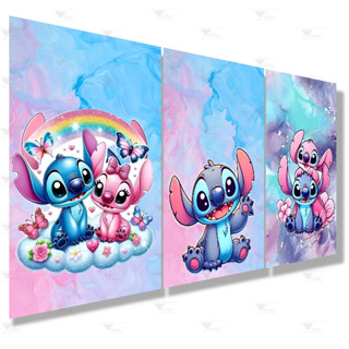 Kit 3 Quadros Decorativos Lilo Alienígena Azul Stitch E Angel Animação Excelente Qualidade em Oferta na Shopee