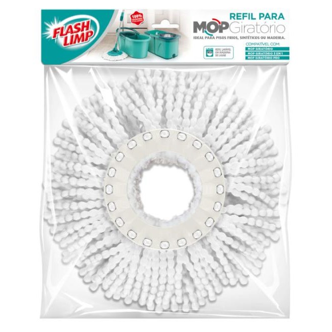 Refil Para Mop Giratório Flash Limp  Rmop8210 Branco - Home & Living