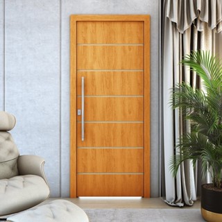 Folha de Porta de Madeira Frisada 210x70 Espessura 3,5cm Valuchi Natural em Oferta na Shopee