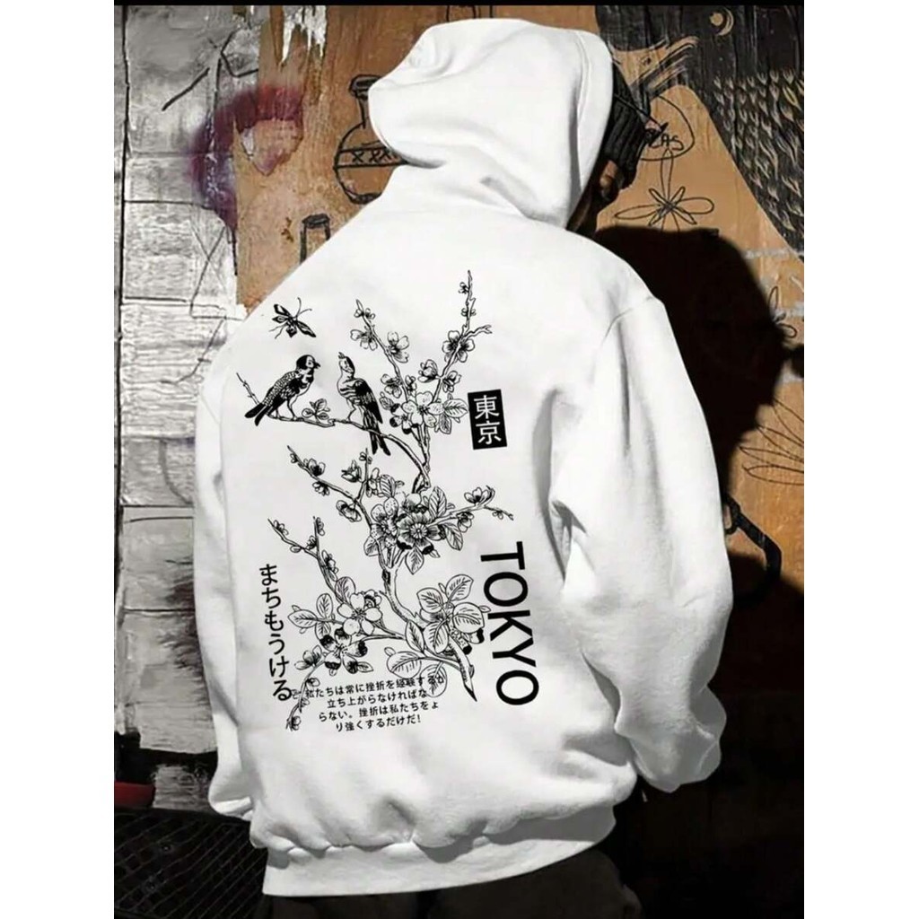 Moletom Blusa de Frio Masculino Oriental Tokyo Flores Casaco Flanelado Premium Outono Inverno