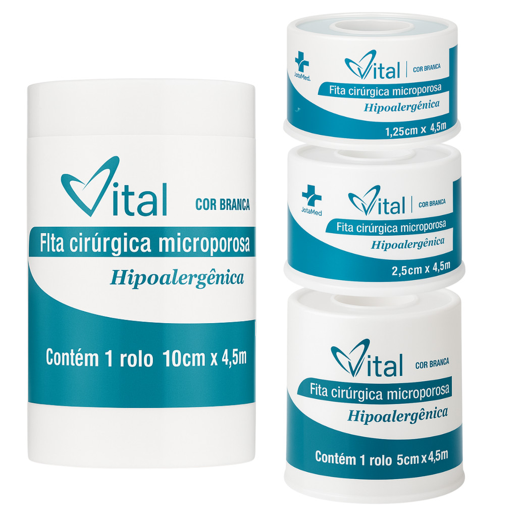 Fita Cirúrgica Microporosa Branca Hipoalergênica Todos os Tamanhos