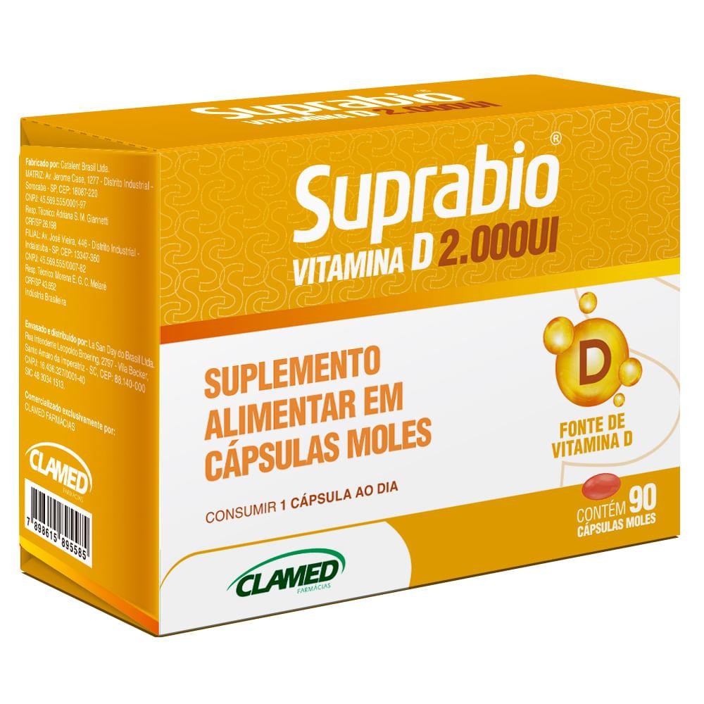 Suplemento Alimentar Suprabio Vitamina D 2.000ui 90 Capsulas Moles - Health