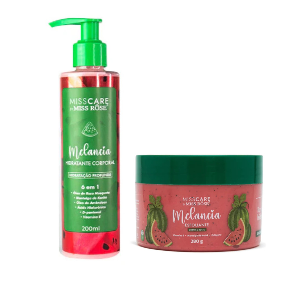 KIT MISS ROSE HIDR. CORPORAL MELANCIA+ ESFOLIANTE MELANCIA