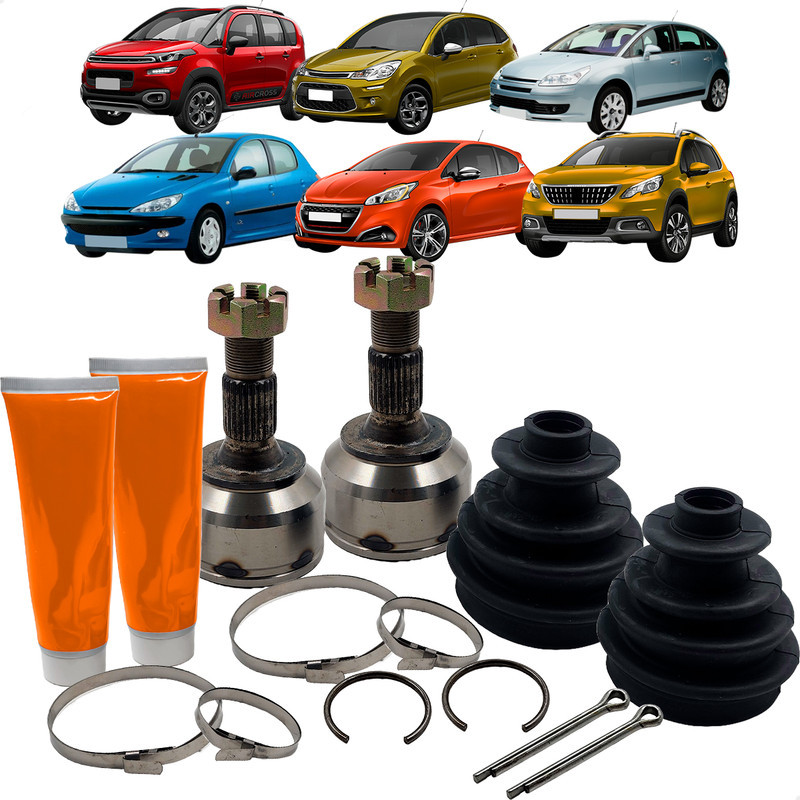 Par Ponteira Homocinética Peugeot 206 1.6 16v 2005 A 2008 e 208 1.6 2013 A 2019 22x25 Dentes