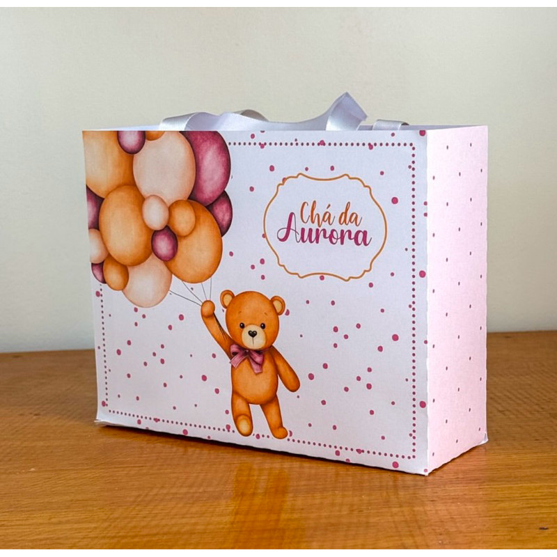 Kit Sacolinhas Surpresa CHÁ DE  BEBÊ URSINHA - Personalizada - Pegue e Monte - Lembrancinha Festa