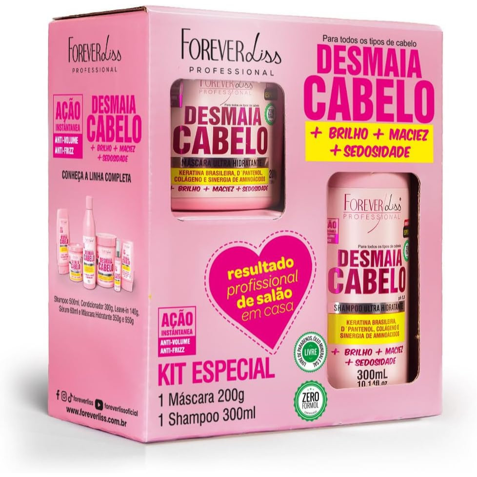 Kit Especial Desmaia Cabelo Forever Liss com Shampoo 300ml e Máscara 200g Forever Liss