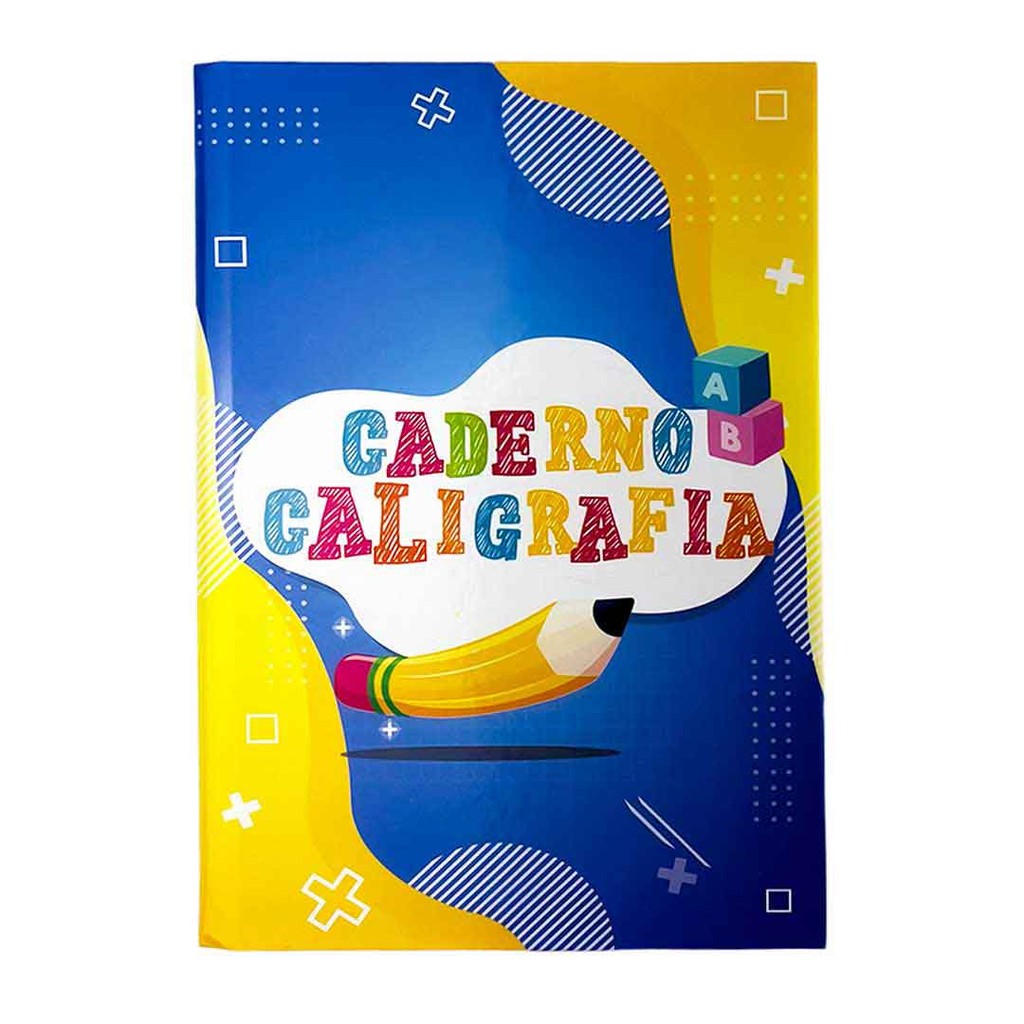 Caderno Caligrafia 1/4 Brochura capa dura vertical 96 folhas em Oferta na Shopee