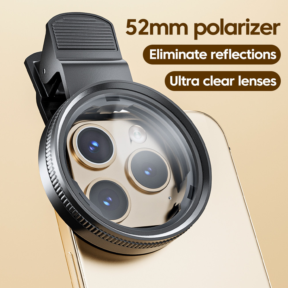 Filtro de Lente Polarizador 52 mm CPL – Espelho Polarizador de Corte de Luz para Fotografia com Smartphones