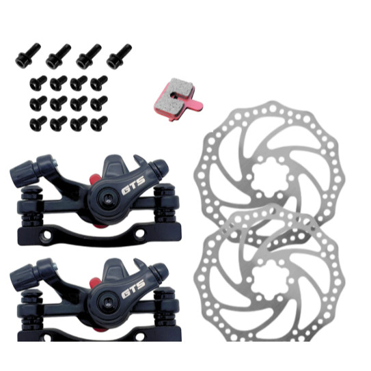 Par Freio A Disco Gts Mecânico Preto Com disco e Rotor para bike bicicleta em Oferta na Shopee