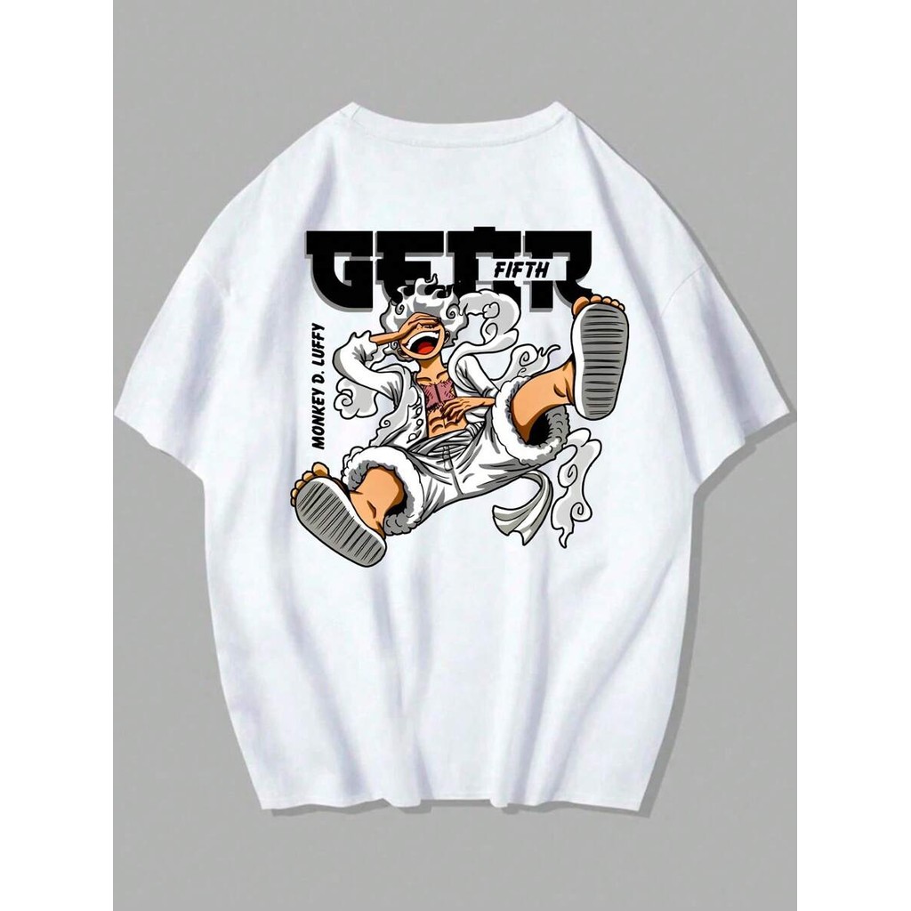 BR.halo camiseta casal unissex oversized streetwear algodão anime one piece monkey d luffy gear 5