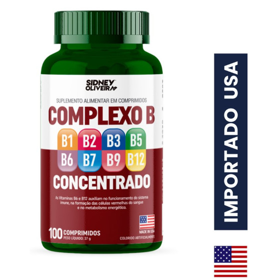 SUPLEMENTO ALIMENTAR COMPLEXO B CONCENTRADO MADE IN USA C/100 CPS SIDNEY OLIVEIRA