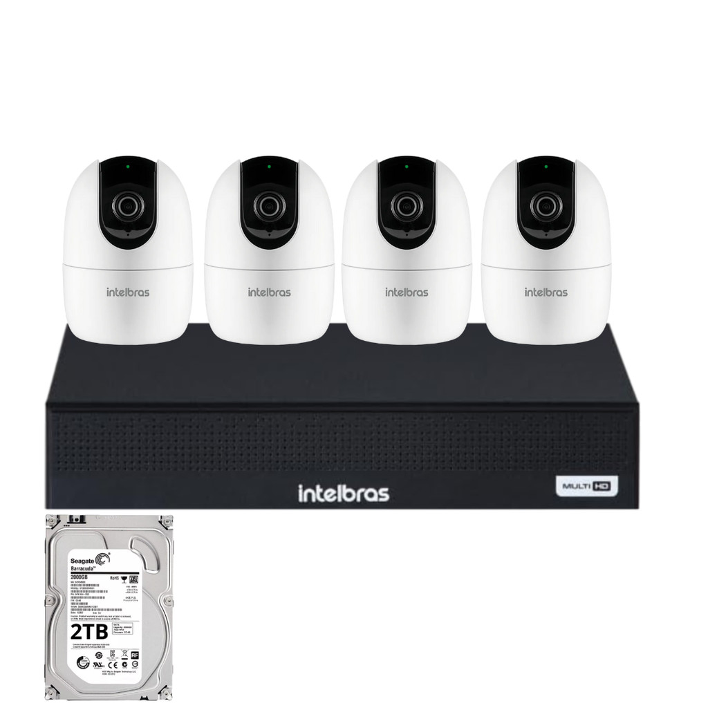 Kit 4 Câmeras Wi-Fi Intelbras IM4 NVD 1404 1080p Intelbras Com 4 Canais Com Hd 2tb Incluso