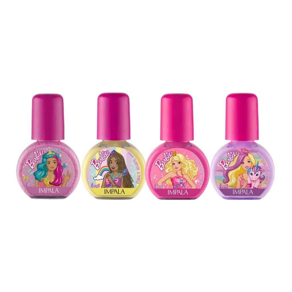 Kit 4 Esmalte Impala Infantil Coleção Barbie Glitter em Oferta na Shopee